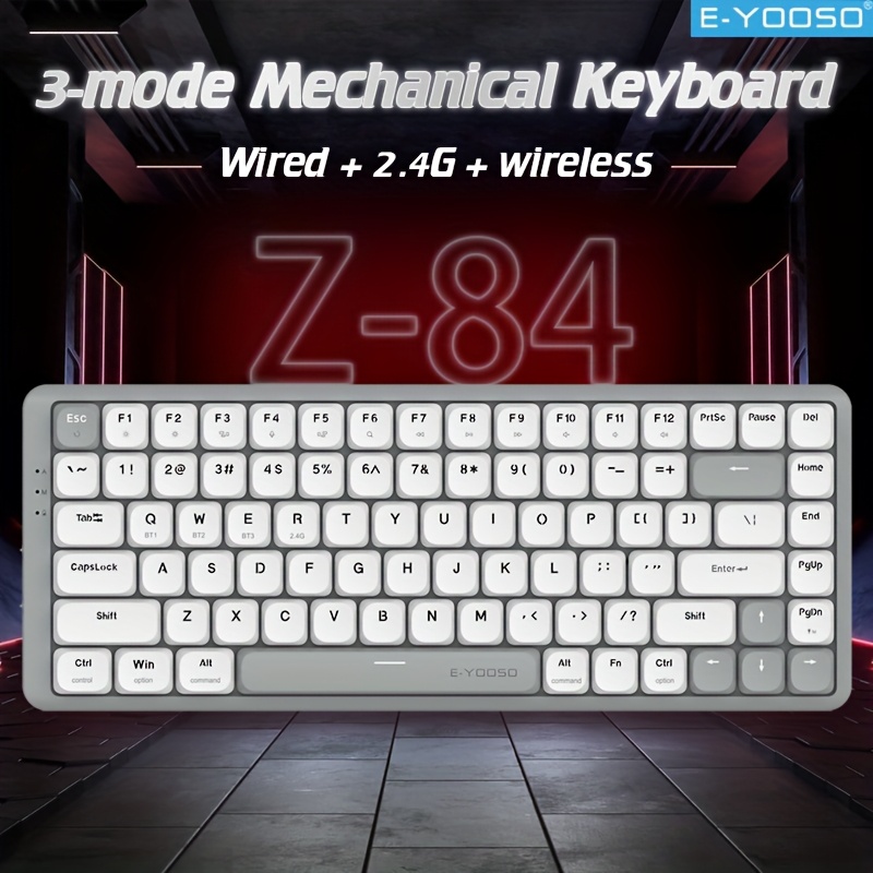 Gaming Keyboard E Yooso - E-YOOSO Tri-Mode 2.4G Nirkabel/Bluetooth/Kabel Keyboard Mekanik
