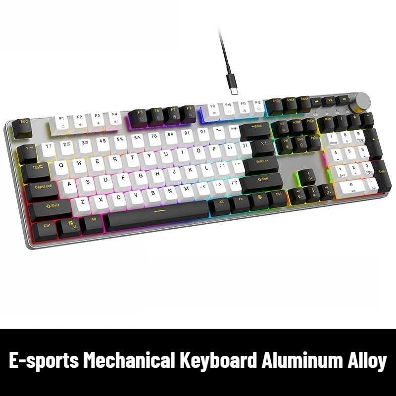 Gaming Keyboard No Noise - Keyboard Mekanik E-sports Aluminium Alloy Red