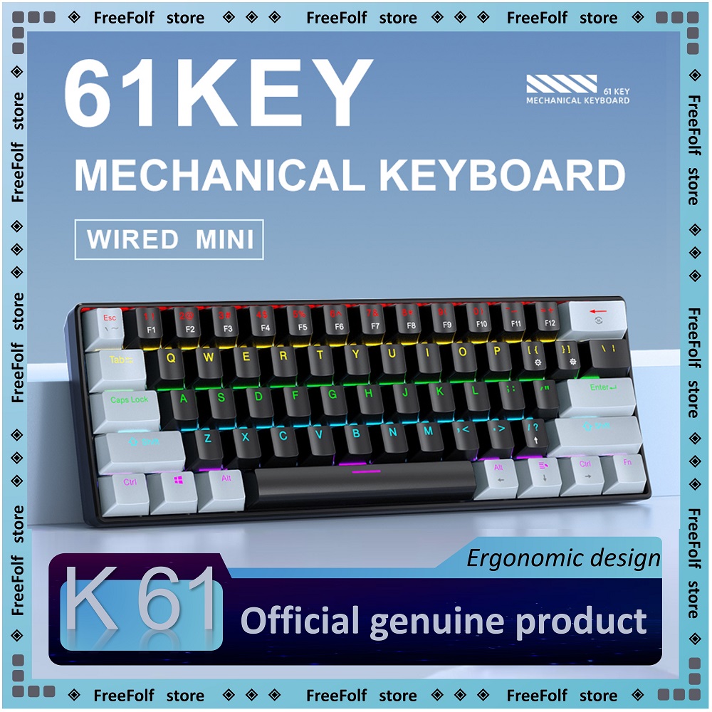Keyboard Gaming Blue Switch - APAYADO K61 Mini 60% Keyboard Gaming