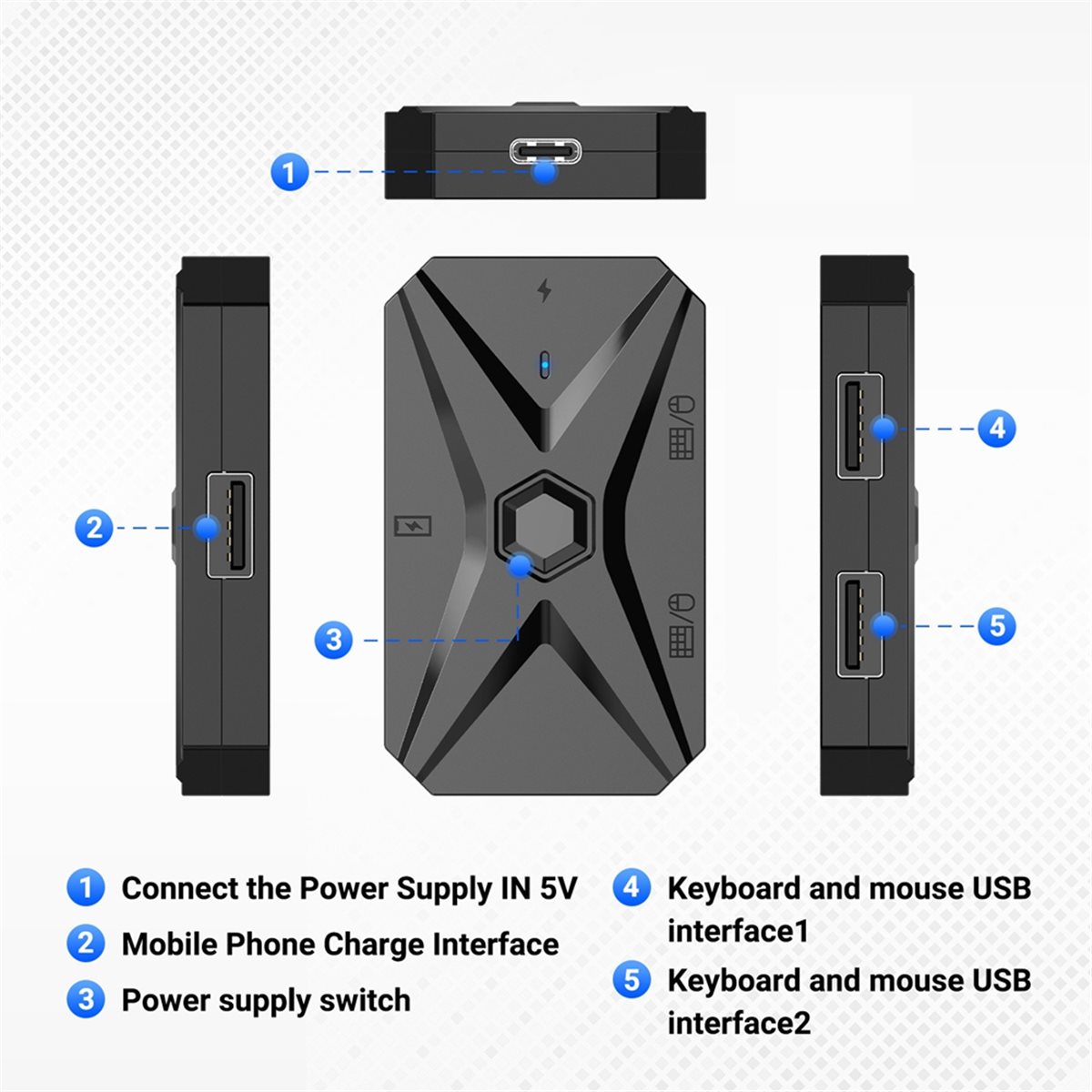 Gaming Keyboard And Mouse Converter For Mobile - # 48Y (Hitam) Kit Konverter Game