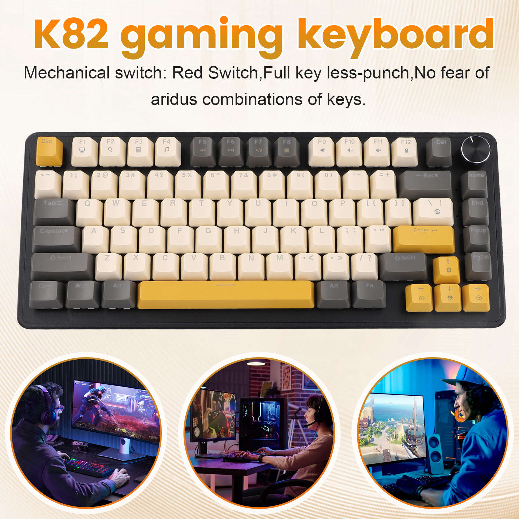 Keyboard Gaming K82 dengan Ken - Keyboard Gaming Blue Switch ulasan dan harga