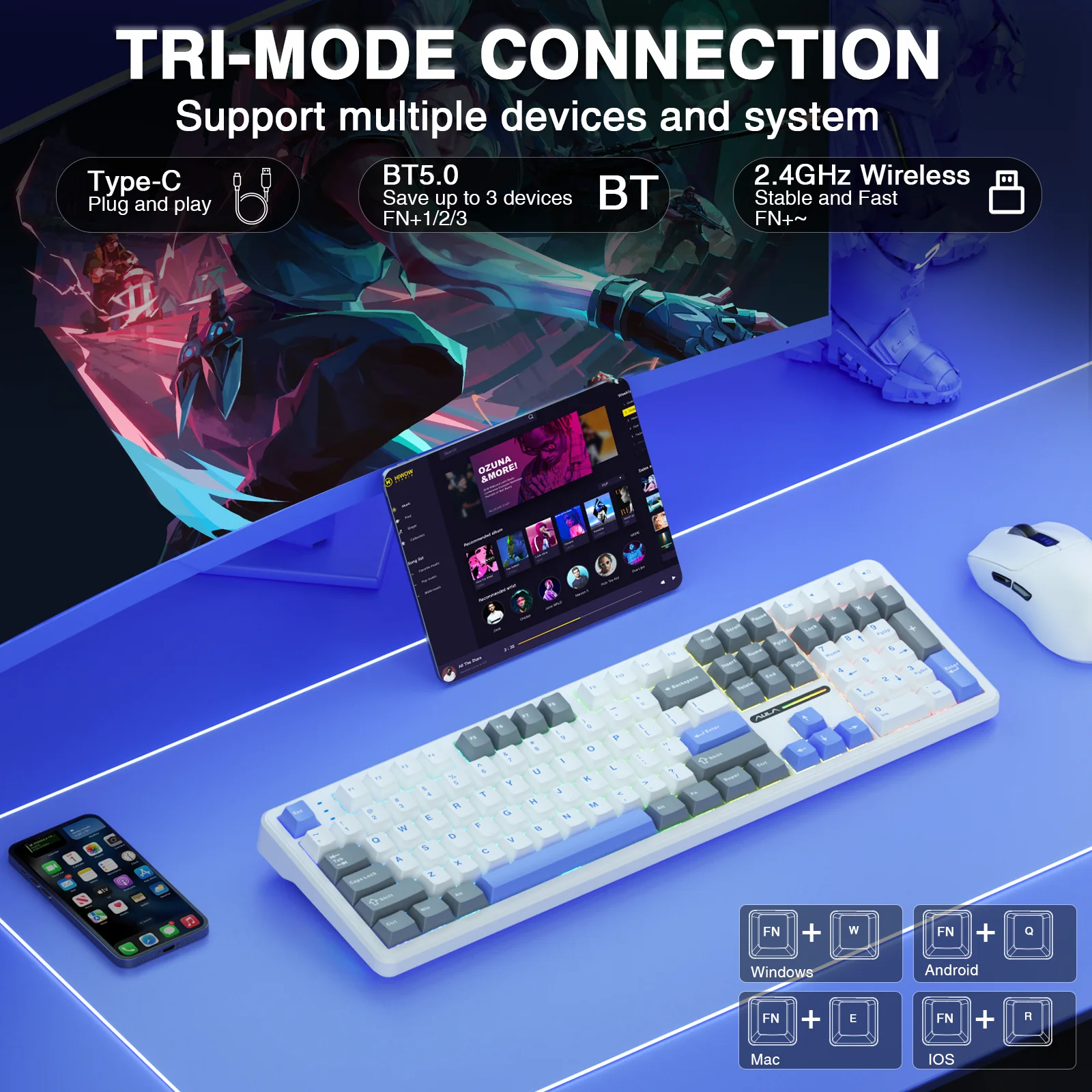 Keyboard Nirkabel AULA F108 Sa - Gaming Keyboard No Noise ulasan dan harga